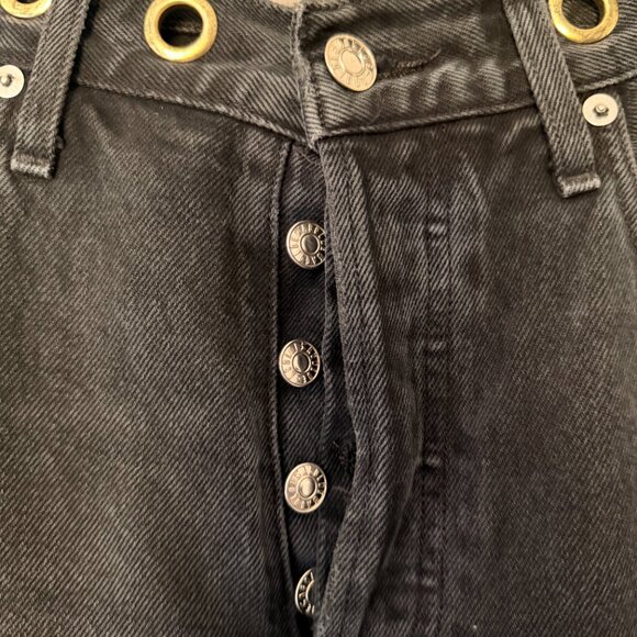AGOLDE High Rise Black Denim Jeans • Size 25 • Button Fly • Gold Grommet - Picture 3 of 14